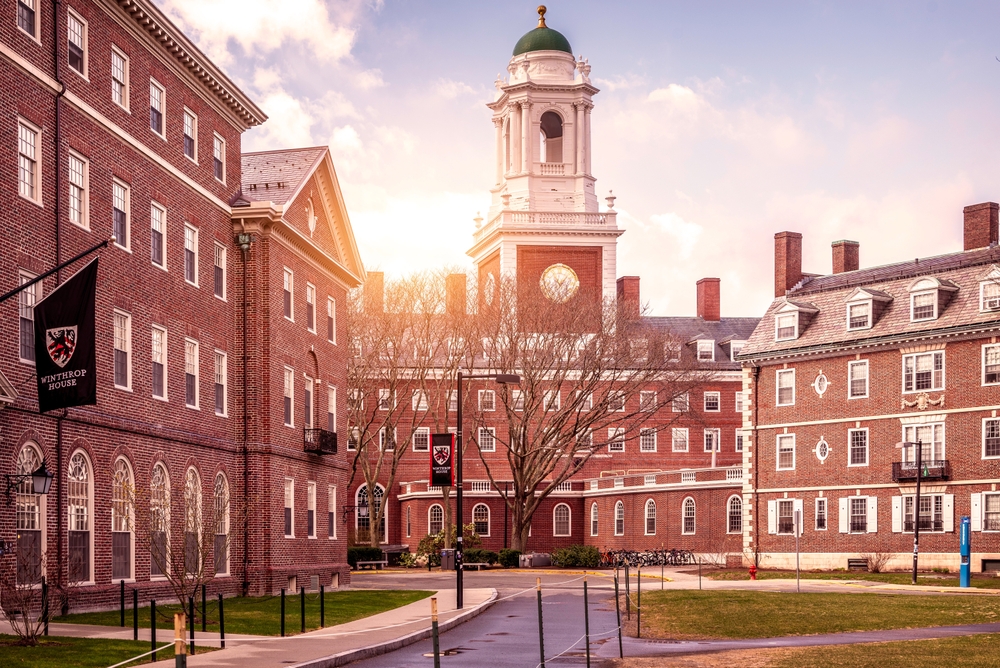 View of the architecture of the famous Harvard University in Cambridge