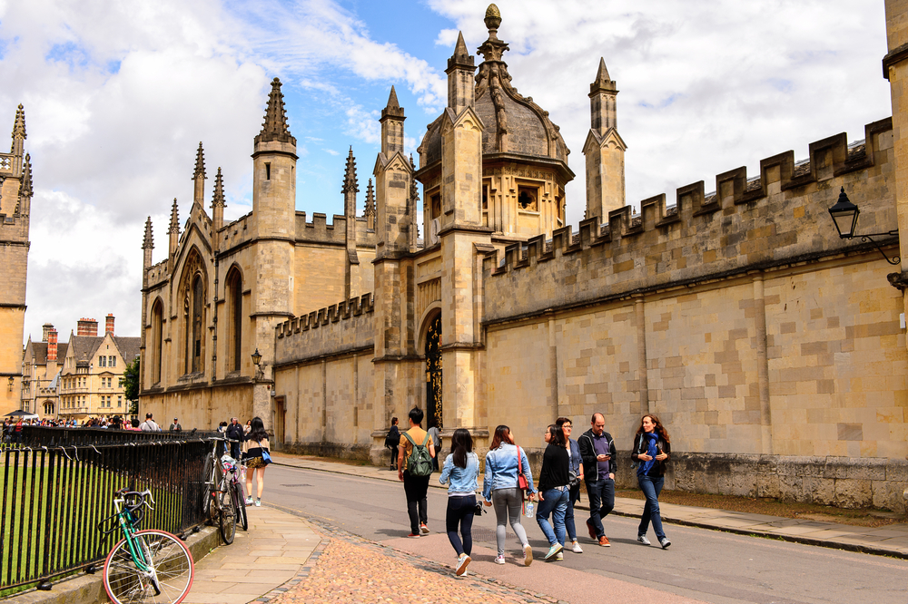 Oxford University Gothic Architecture and Pedestrians