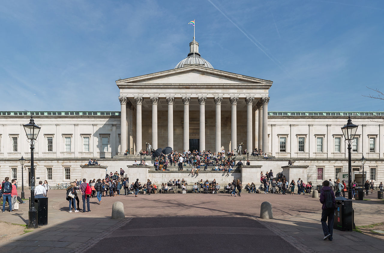 The Wilkins Building, University College London with students