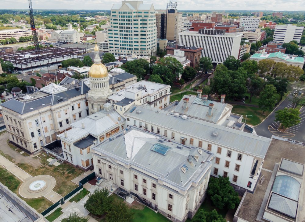 Vibrant urban scene of Trenton, New Jersey captured from a high vantage point