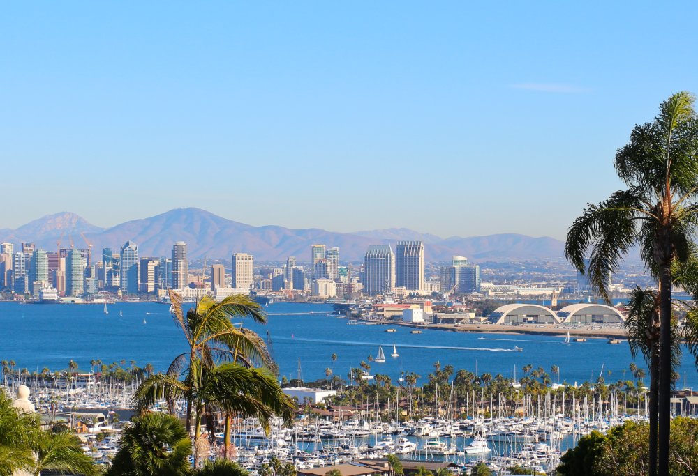 Vibrant urban scene of San Diego, California captured from a high vantage point
