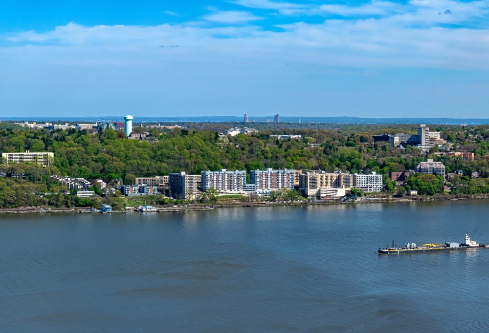 Vibrant urban scene of Yonkers, New York captured from a high vantage point