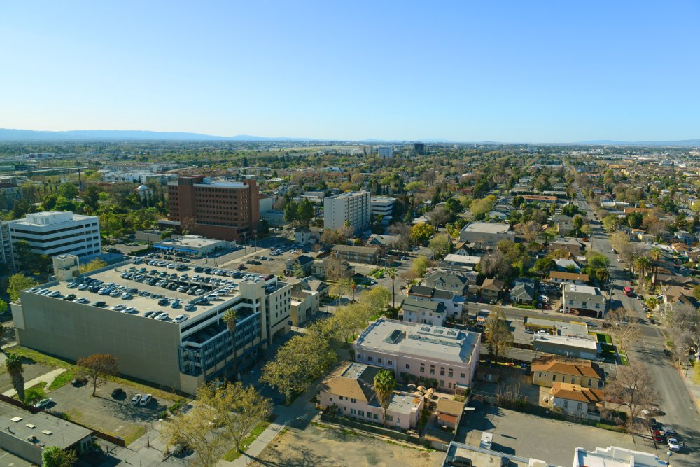 Vibrant urban scene of San Jose, California captured from a high vantage point