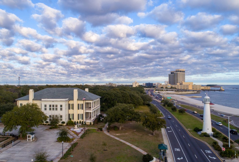 Vibrant urban scene of Biloxi, Mississippi captured from a high vantage point