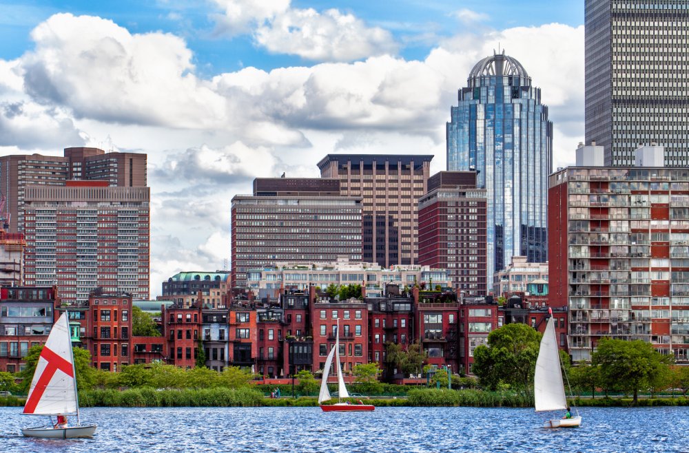 Vibrant urban scene of Boston, Massachusetts captured from a high vantage point