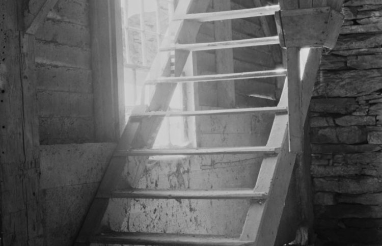 A conventional wooden staircase