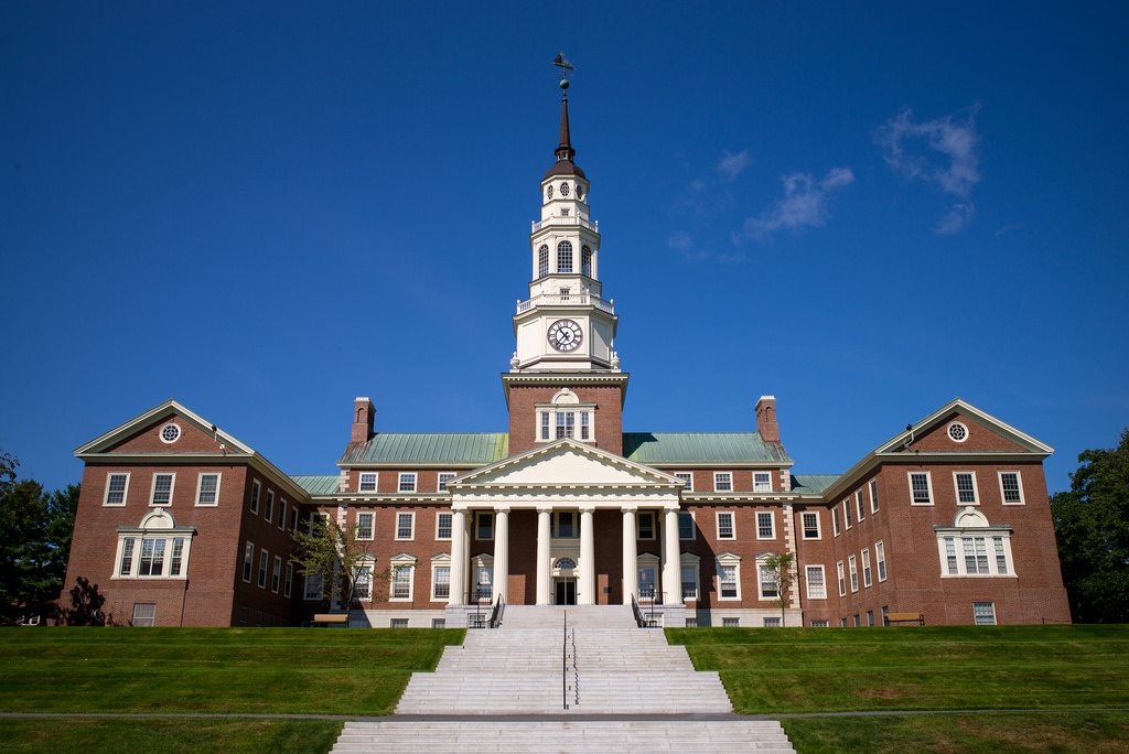Miller Library in the center of the campus at Colby College