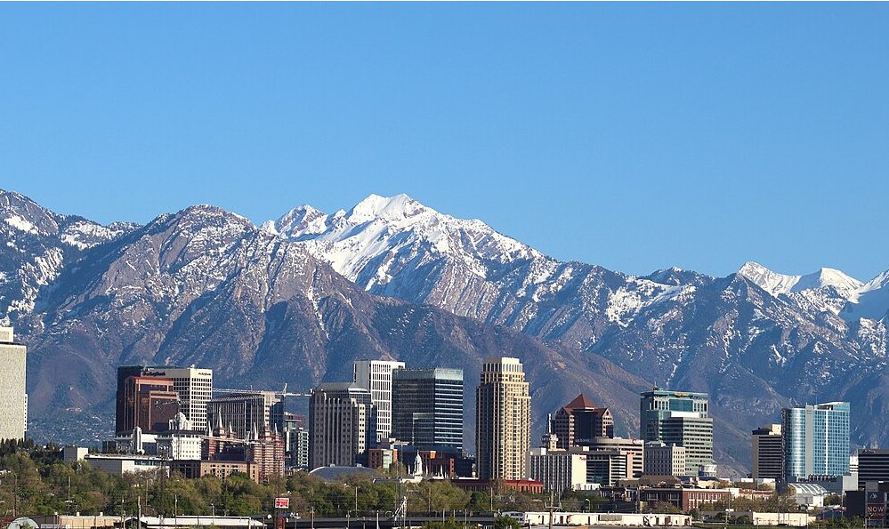 Salt Lake City skyline view, taken from 1200 N bridge