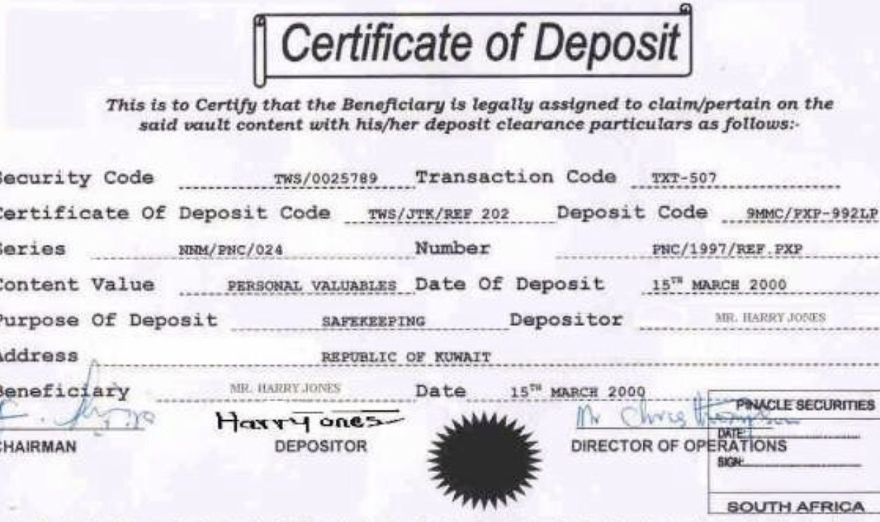 Certificate Of Deposit
