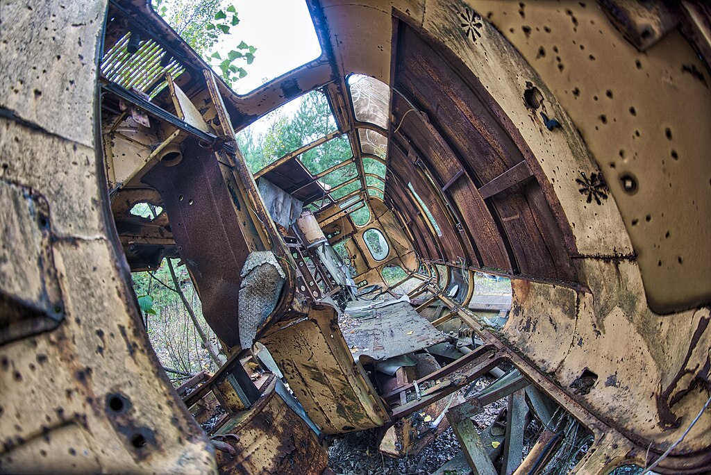 Abandoned bus near Chernobyl