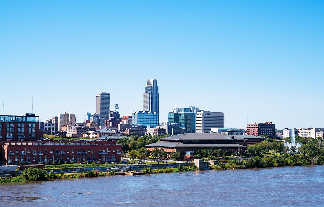 City Of Omaha, Nebraska Skyline On The Missouri River