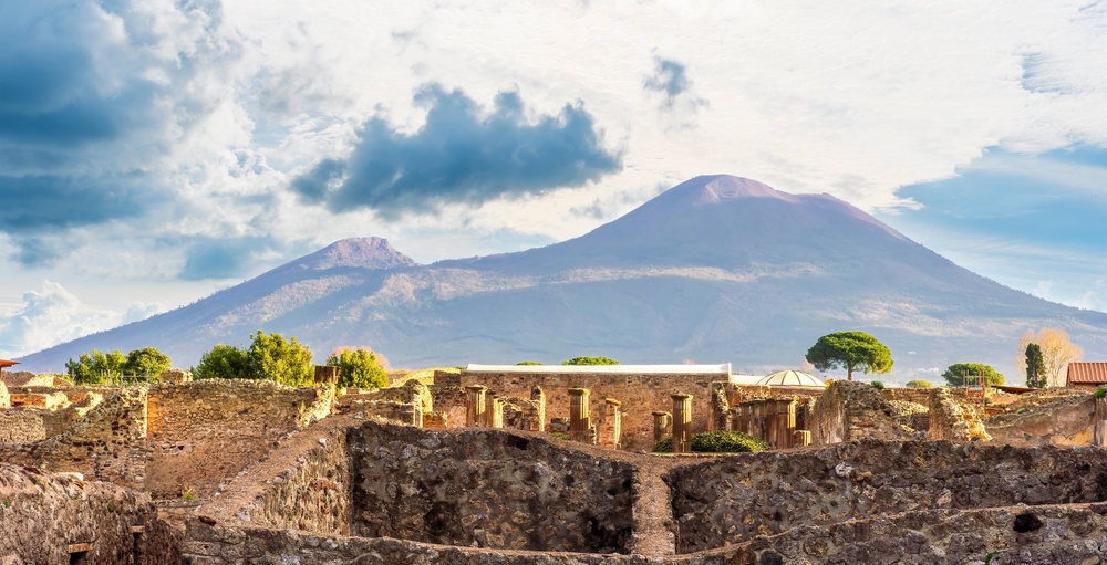 beautiful landscape from Pompeii ancient archeological site