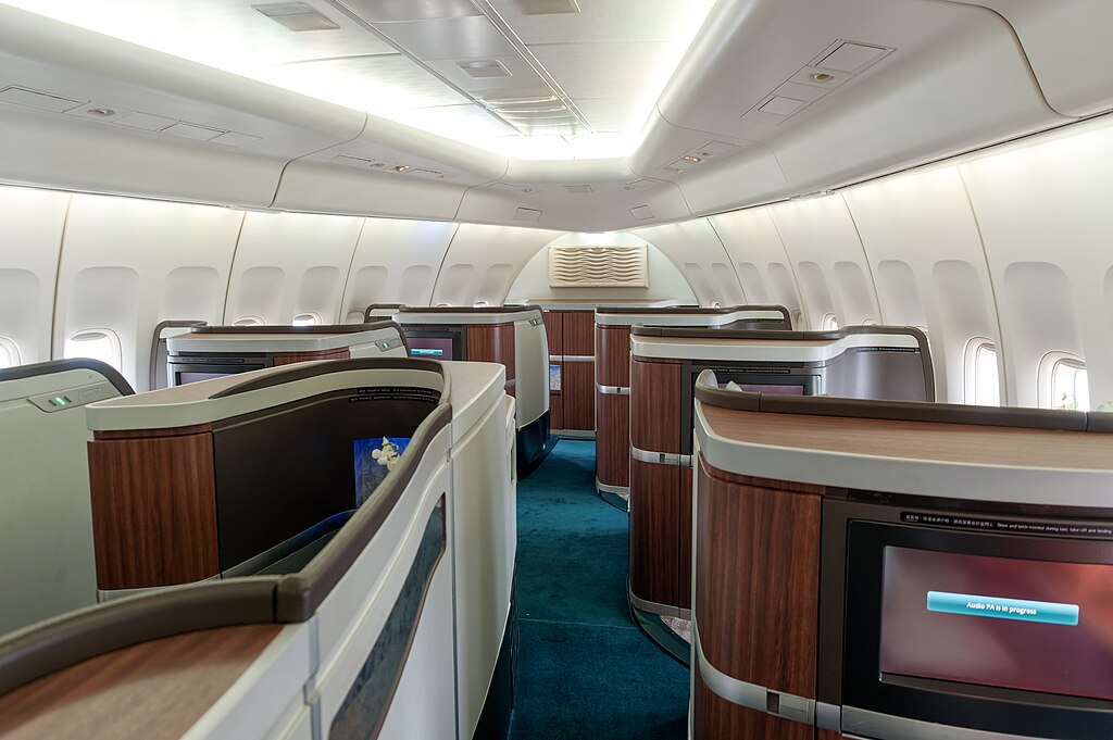 Inside the Cathay Pacific cabin