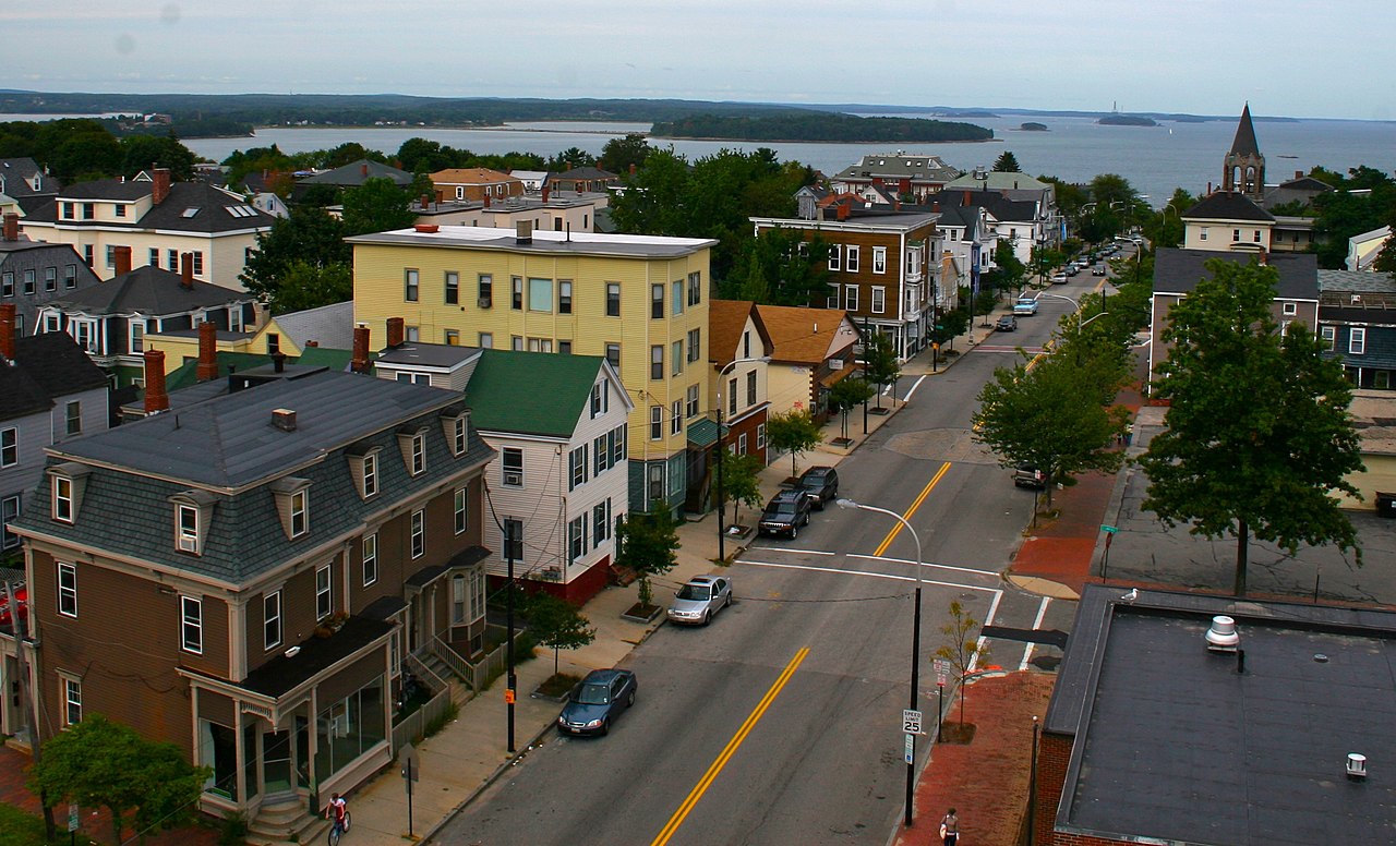 Areal view of Munjoy Hill in Portland, Maine
