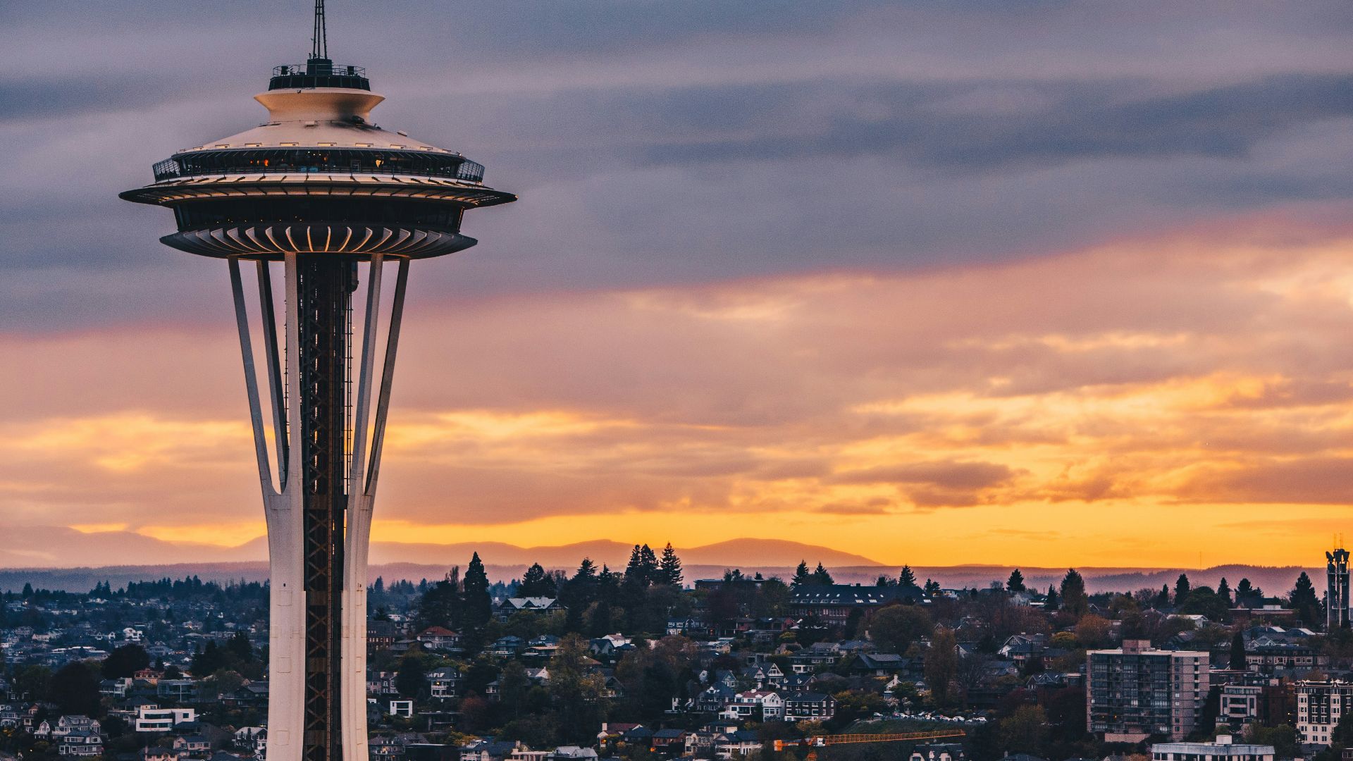 white space needle under black sky