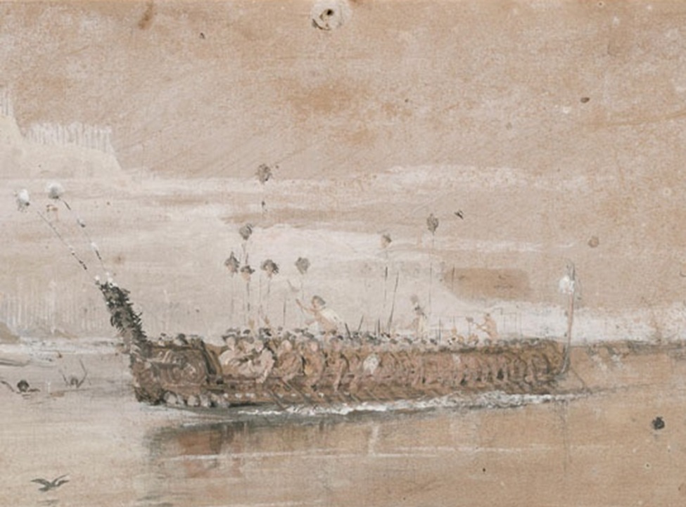 Ngāpuhi chief Hongi Hika returning from raid to Bay of Islands during the Musket wars - 1860s