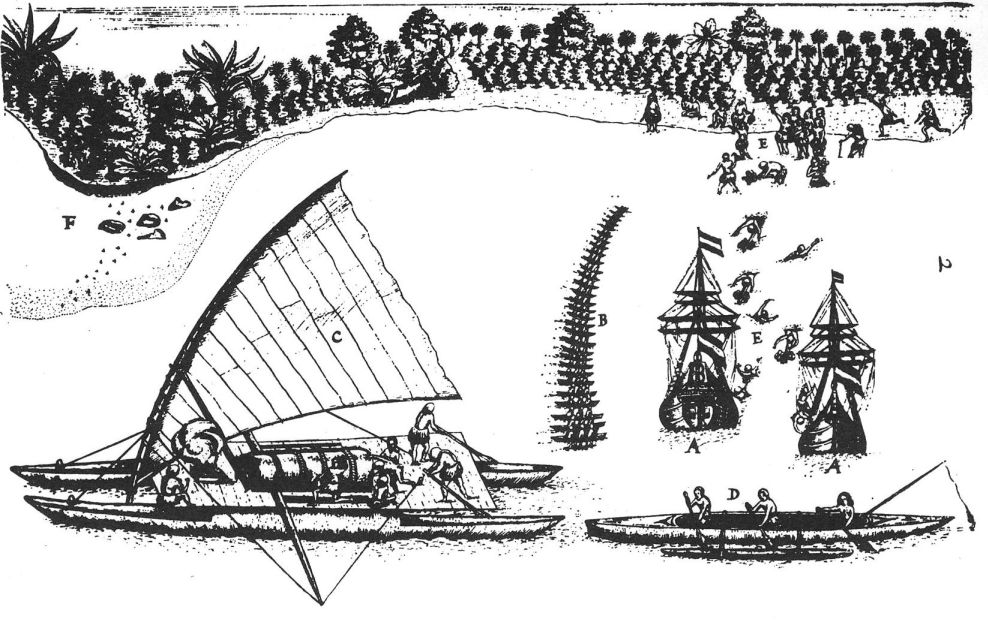 Ship diary by Abel Tasman, showing both ships in the bay