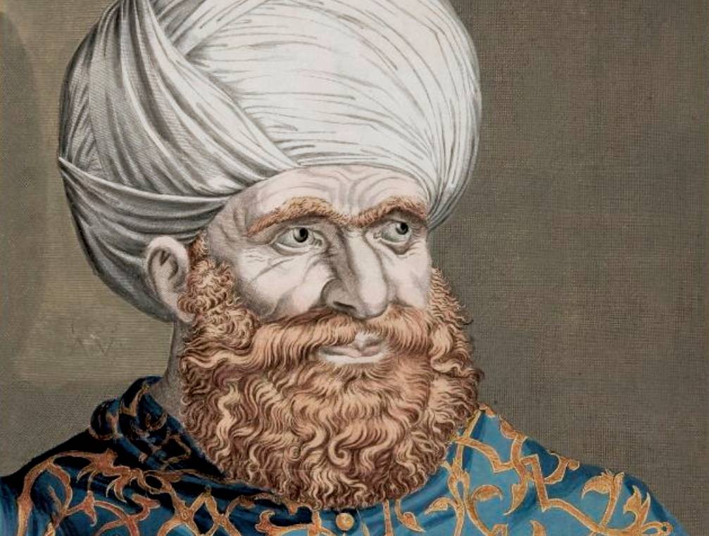 Admiral of the fleet Hayreddin Barbarossa, engraving by Agostino Veneziano