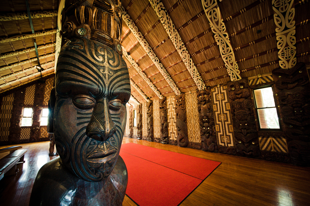 Maori Marae (meeting house) Treaty Grounds on Sept 7 2013 in Waitangi National Reserve