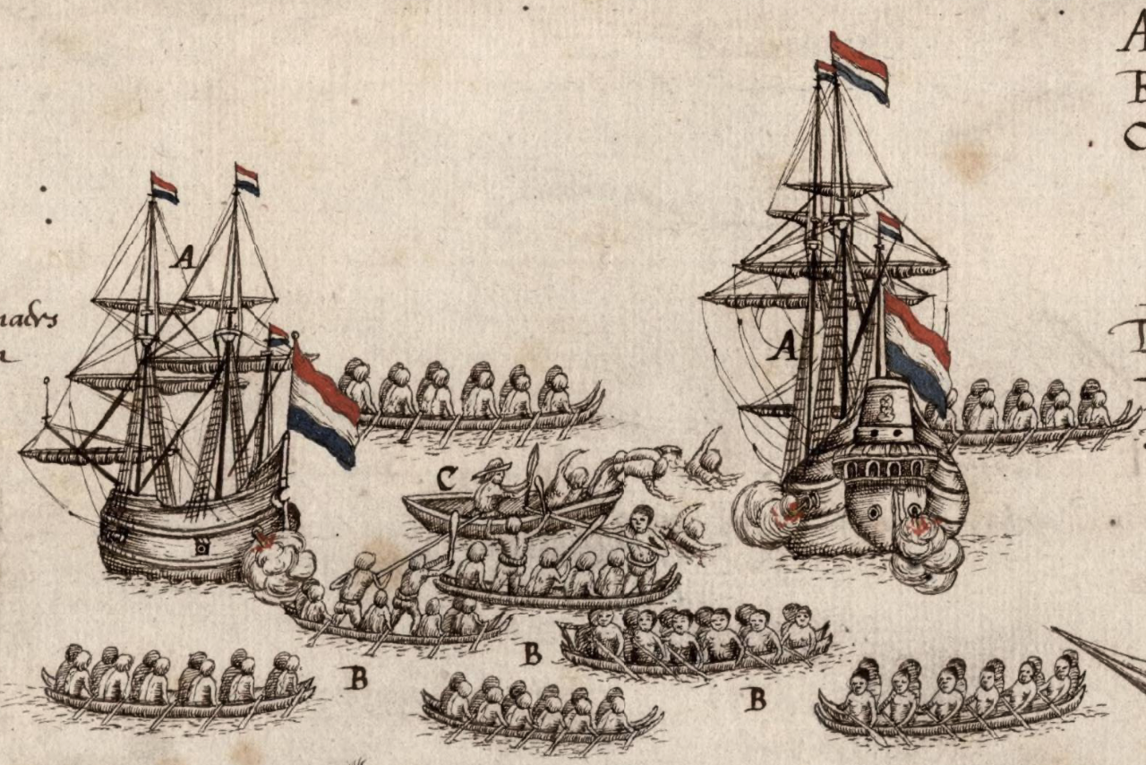 Tasman's 1642 Encounter With The Maori At Golden Bay, New Zealand