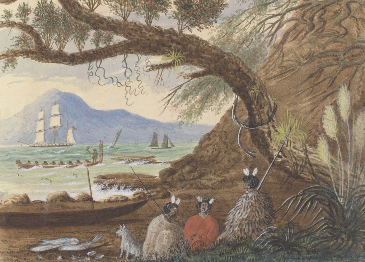 View Near Auckland- Three Maoris And A Dog