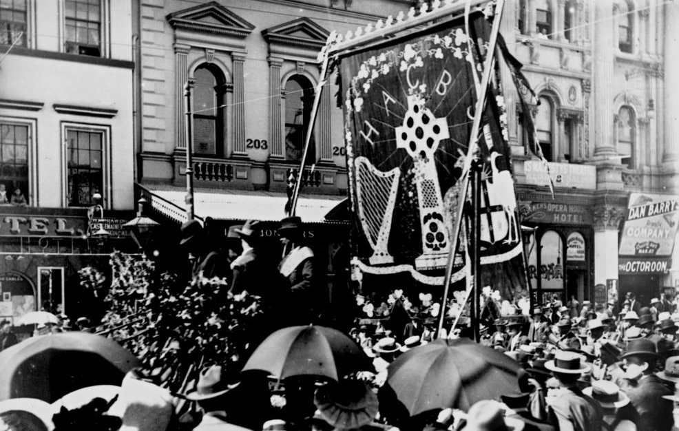 Crowds gathered on Queen Street to watch the floats in the St. Patrick's Day parade