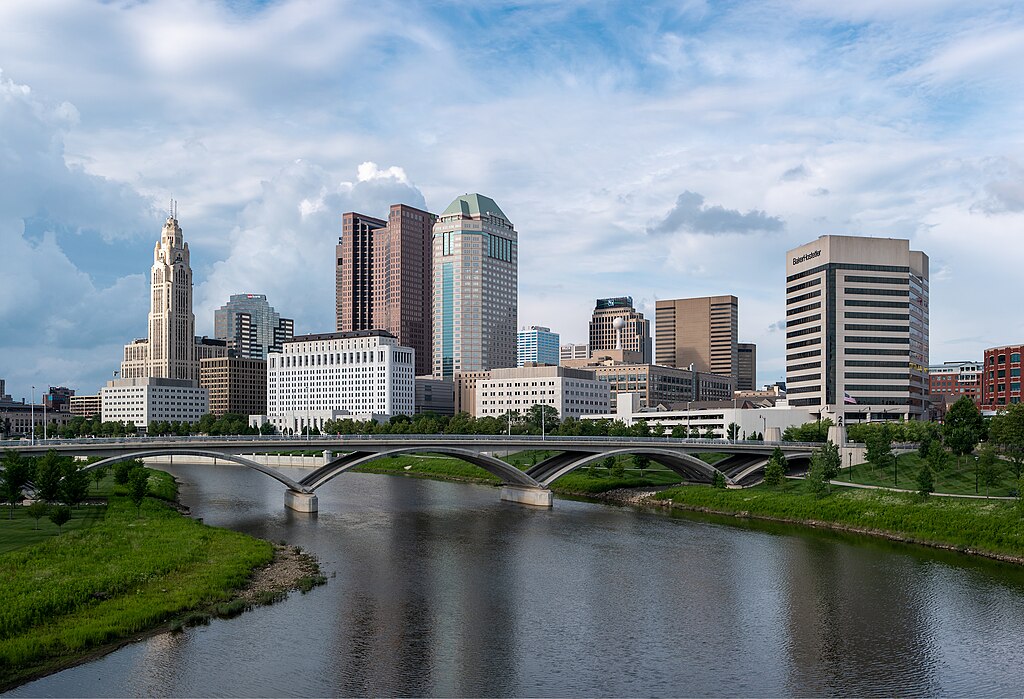 Downtown Columbus View From Main St Bridge 