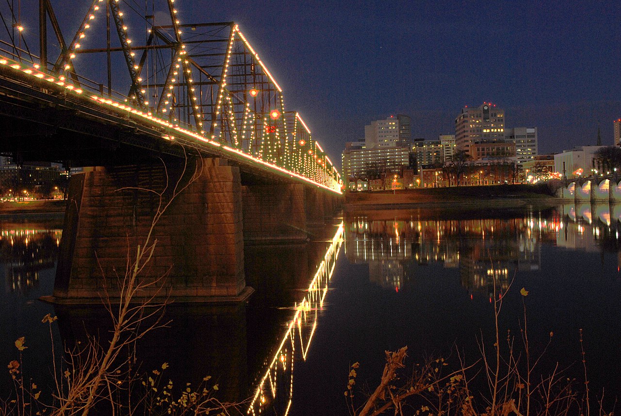 Walnut Street Walking Bridge At Night