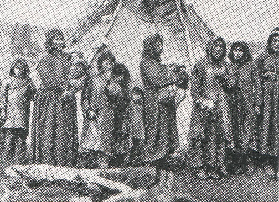 Naskapi Women in front if tipi
