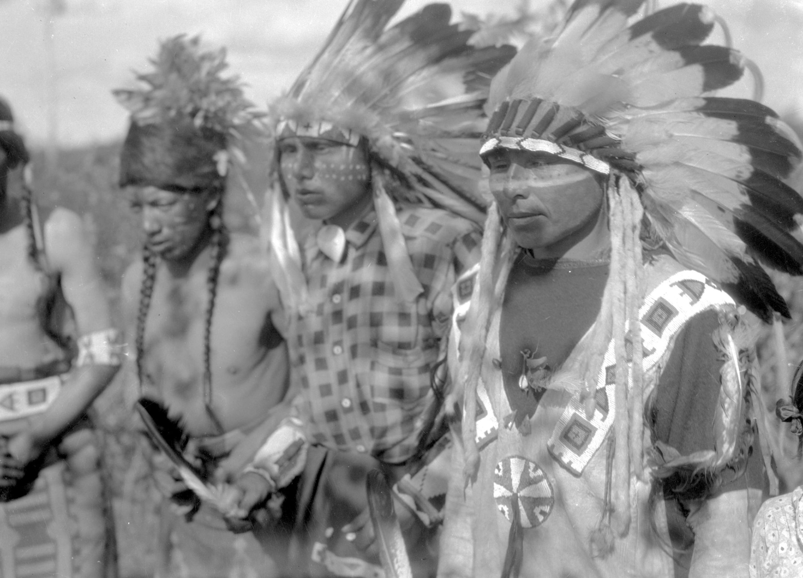 Young Cree  Men In Ceremonial Dress