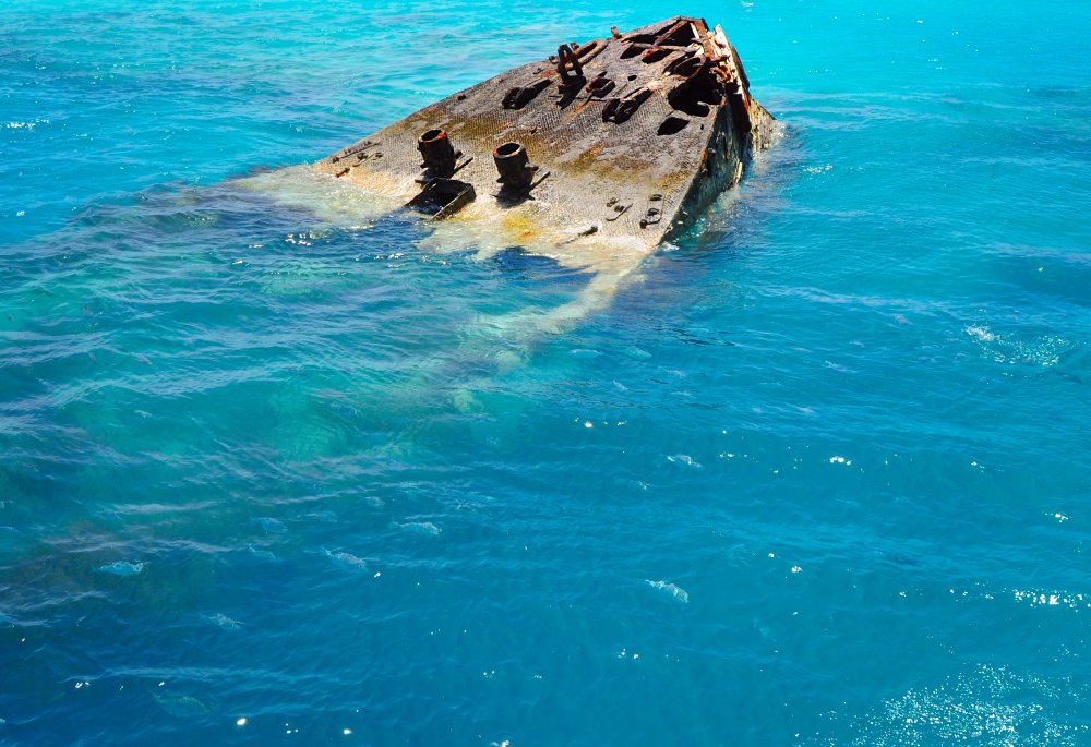 Close Up Photo of Shipwreck partially submerged on Bermuda Island