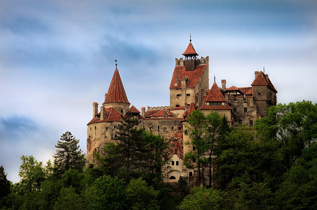 Front view of Bran Castle in Romania