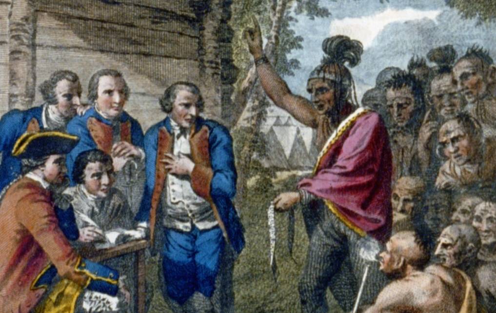 Indians Giving A Talk To Bouquet