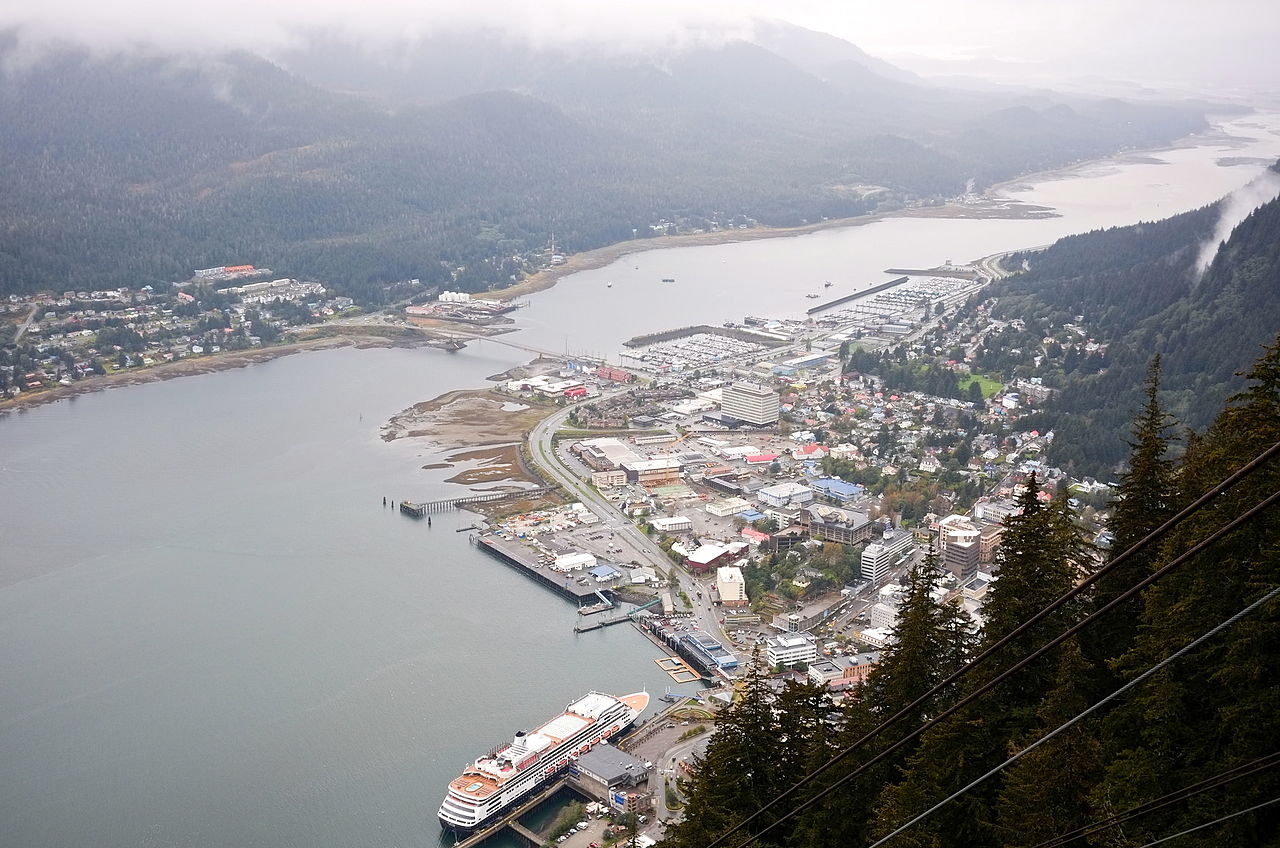 Aerial view of Downtown Juneau And Douglas Island