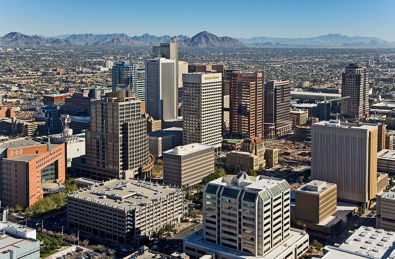 Downtown Phoenix Aerial Looking Northeast