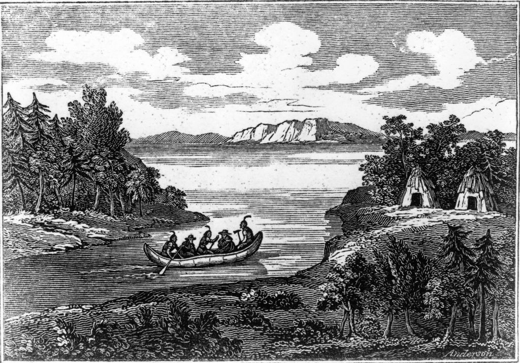 Abenaki  people in canoe