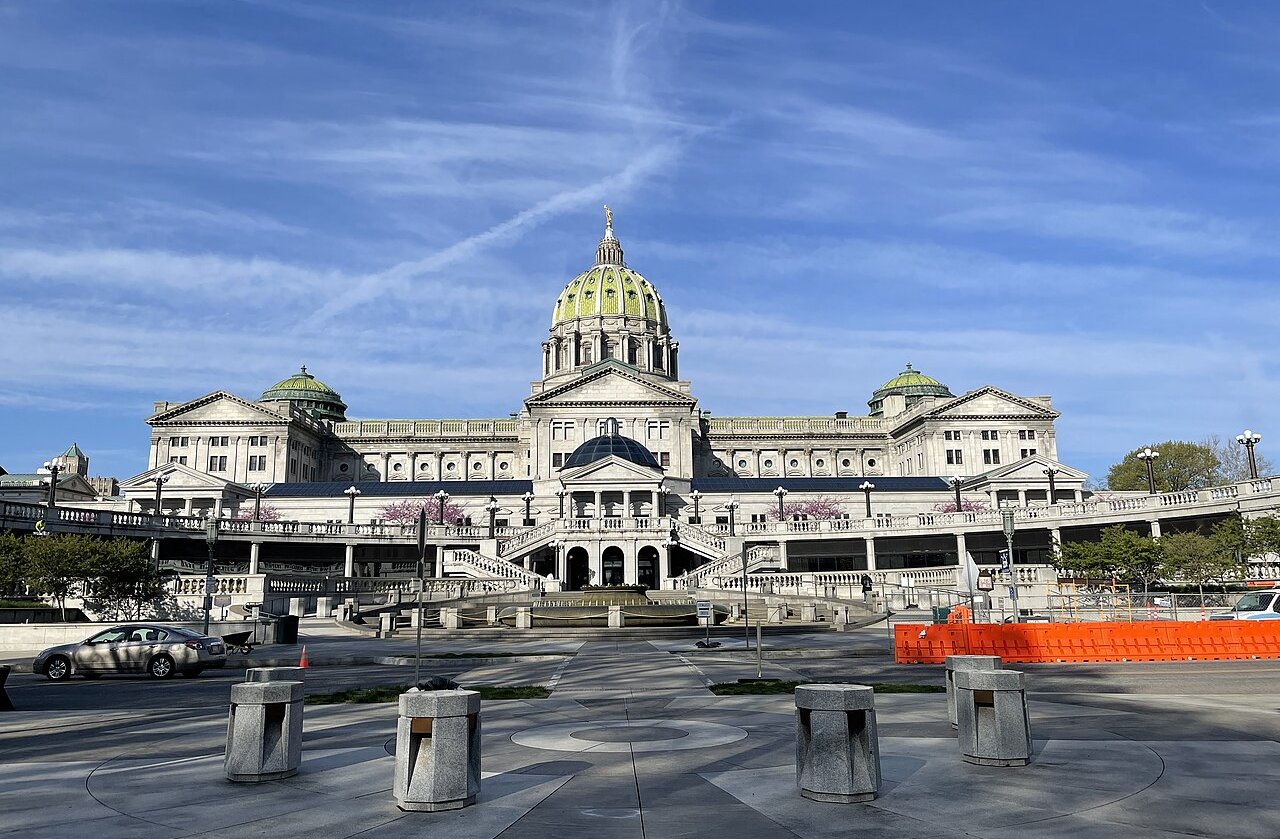 The east side of the Pennsylvania State Capitol