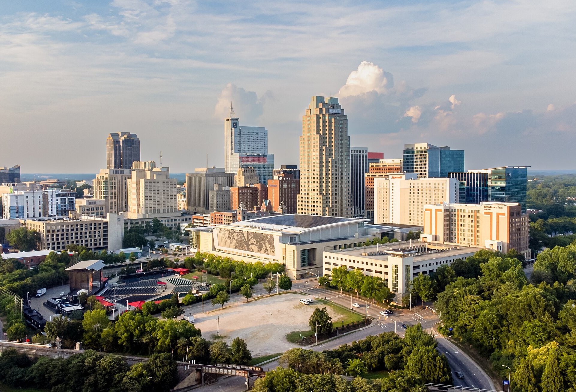 The Raleigh skyline as viewed from Dorothea Dix Park