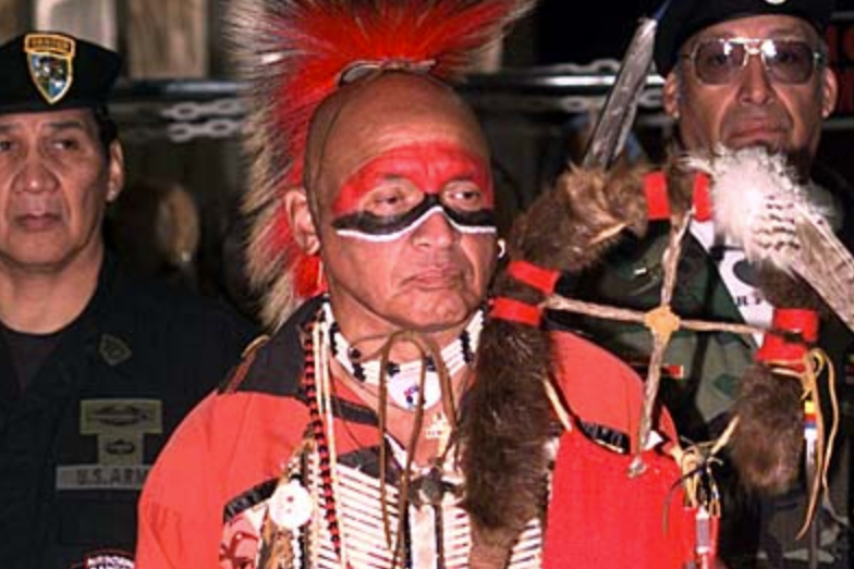 Abenaki tribe man in traditional clothes