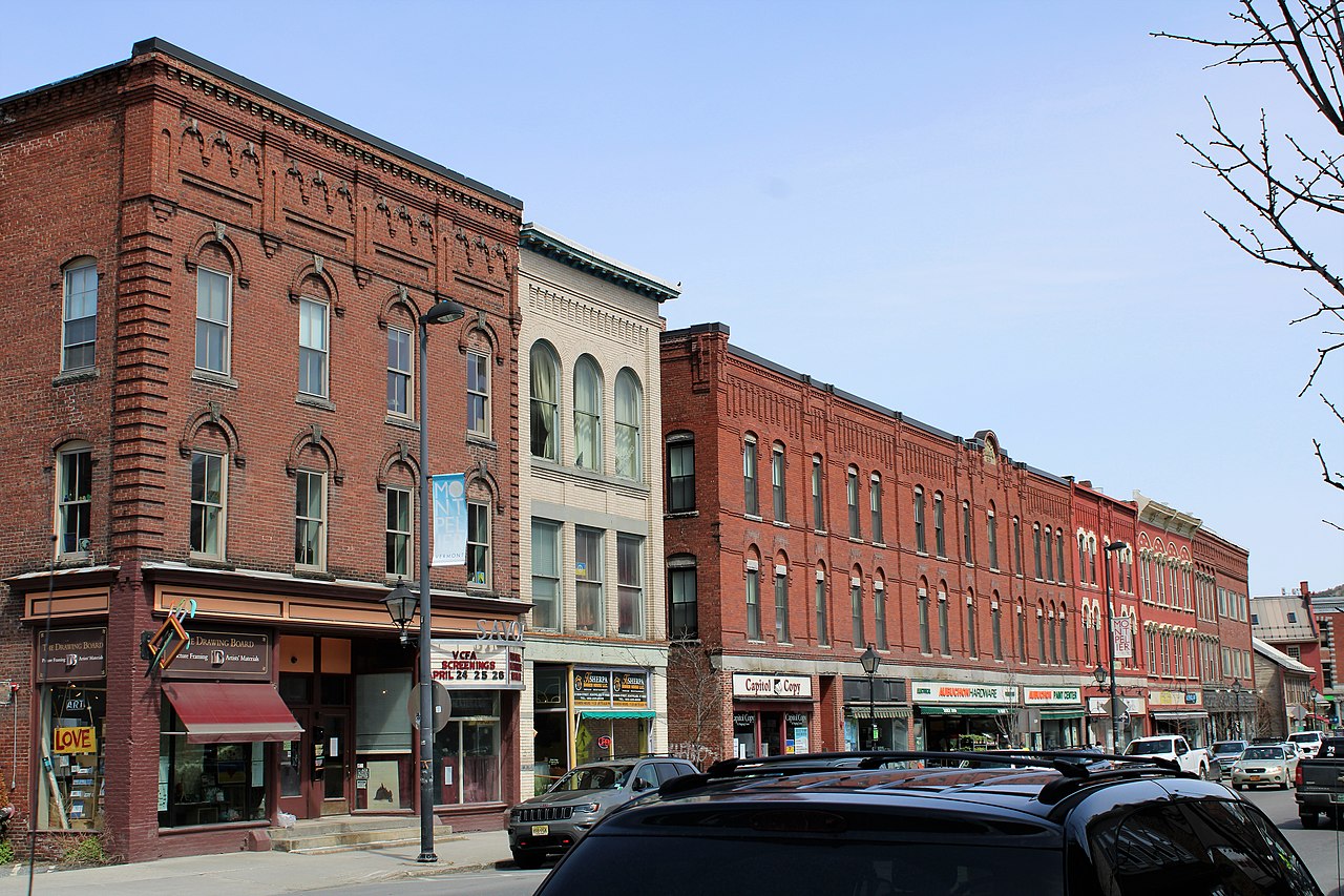 Commercial blocks on Main Street in Montpelier, Vermont