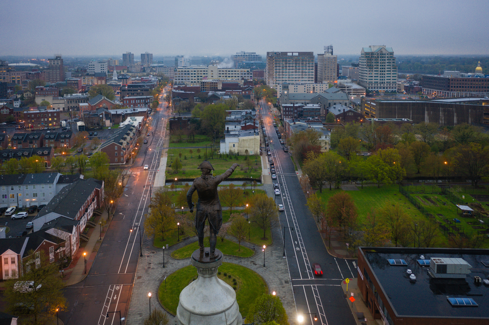 Drone of the state capitol Trenton, New Jersey