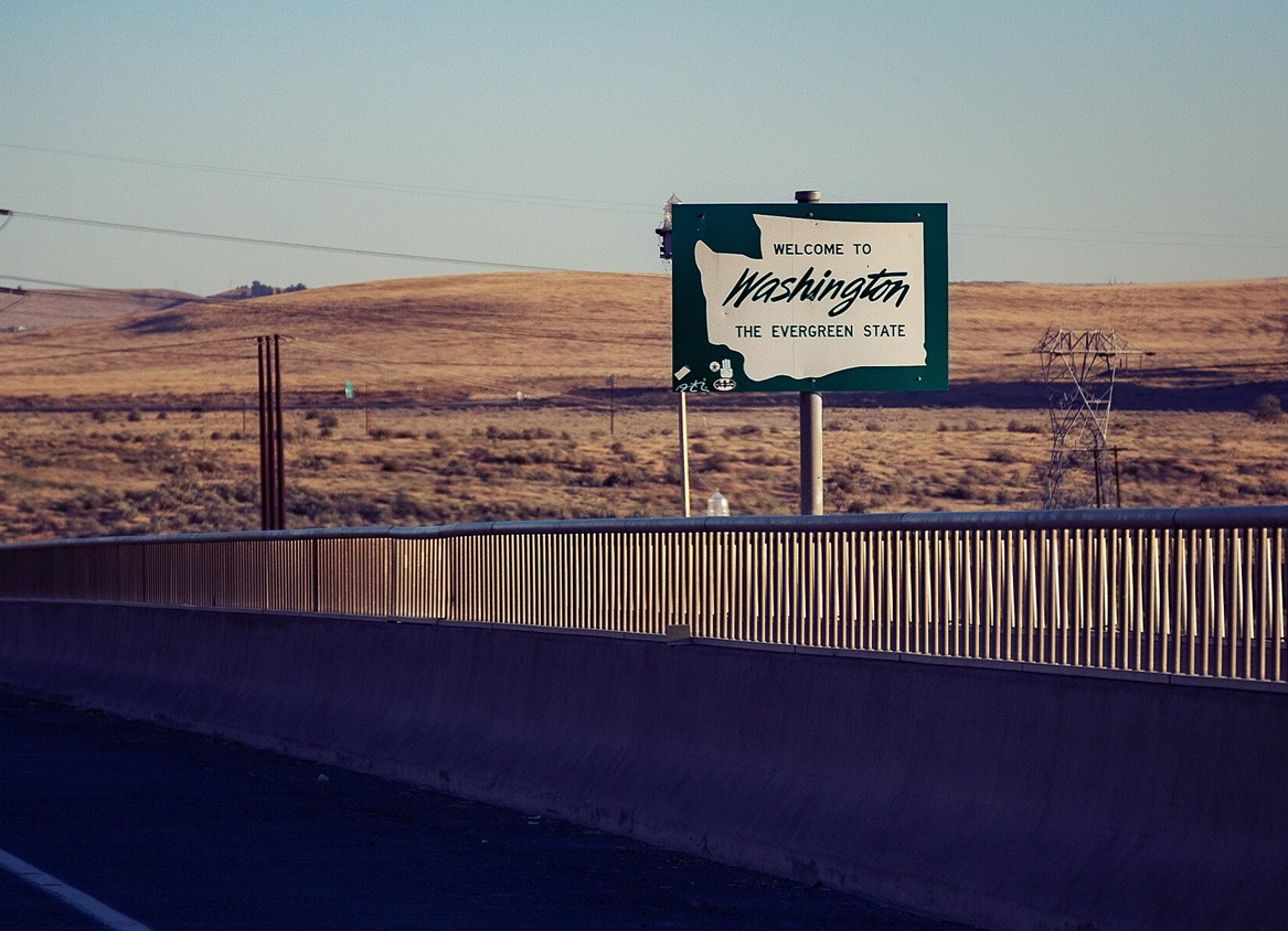 Welcome To Washington - The Evergreen State - Highway Sign