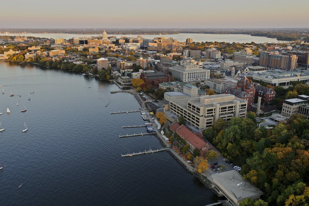 Aerial View Of Campus, With Helen C. White Hall In Foreground