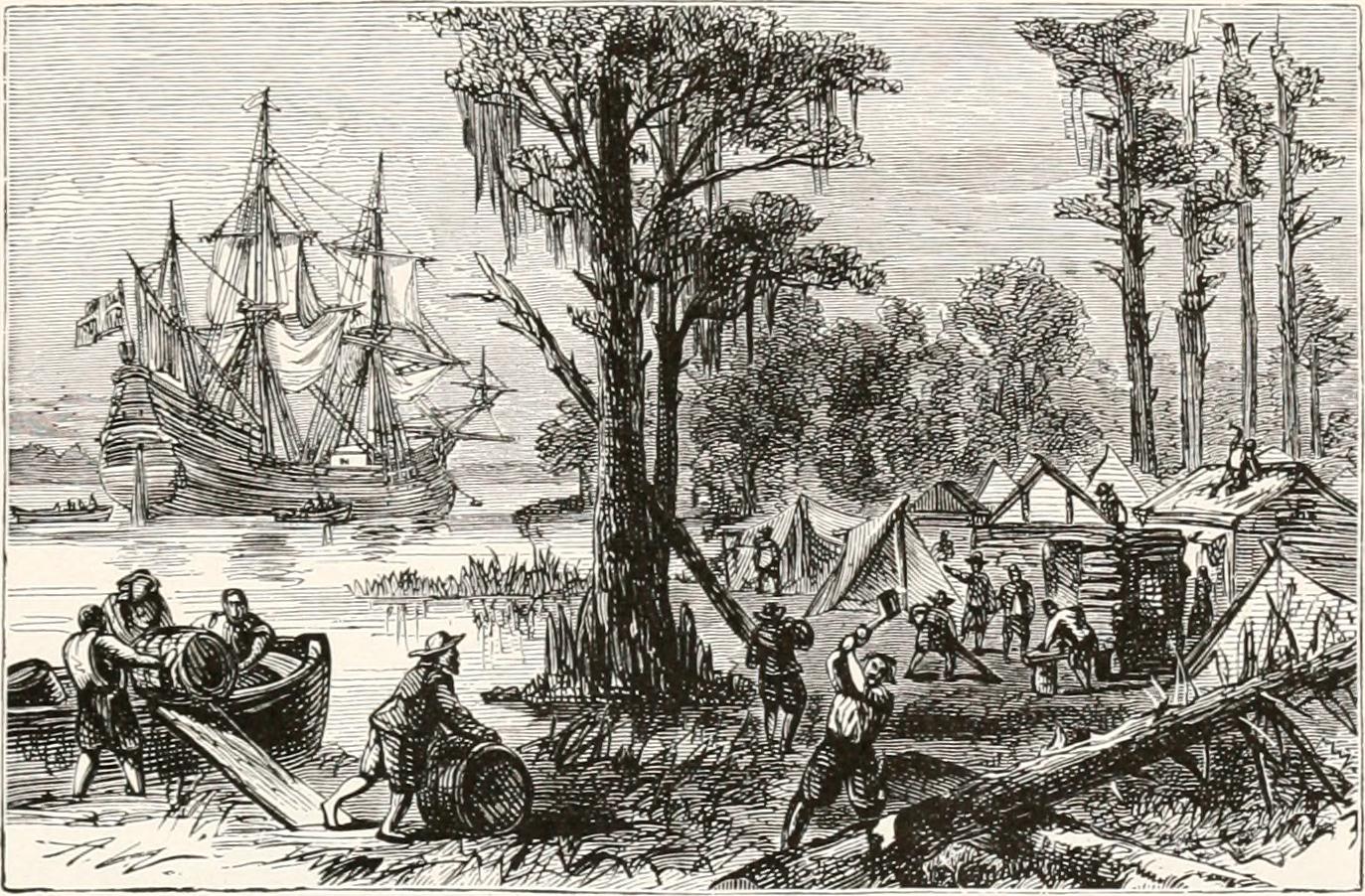 Arrival At Jamestown 1607, Image From Page 102 Of Indian History For Young Folks (1919)
