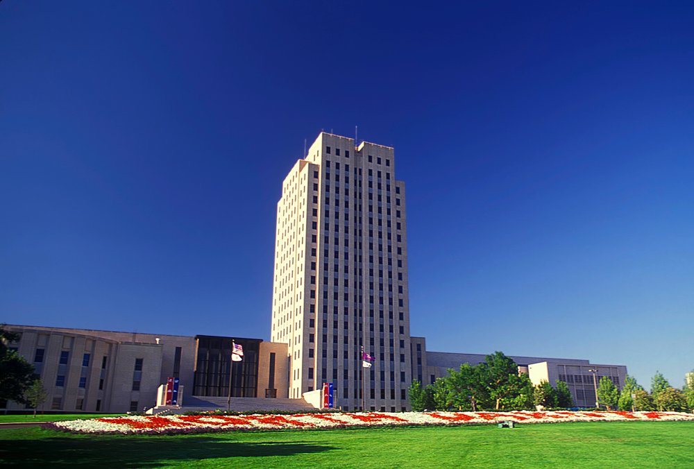 The image showcases a Vibrant urban scene of Bismarck, North Dakota