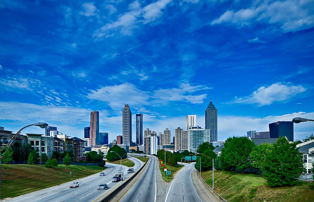 The image showcases a Vibrant urban scene of Atlanta, Georgia