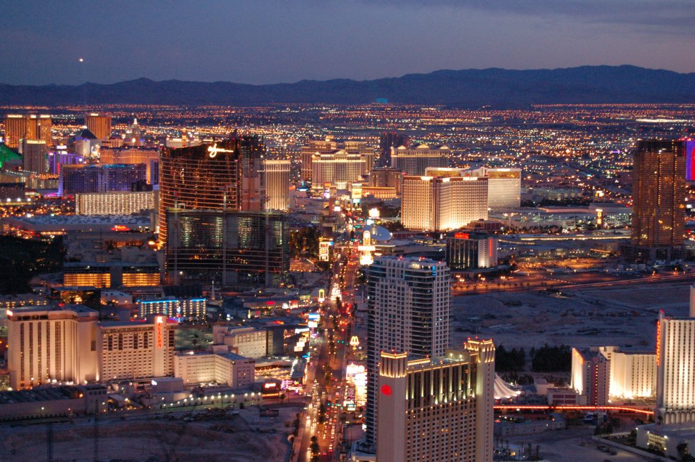 The image showcases a Vibrant urban scene of Las Vegas, Nevada