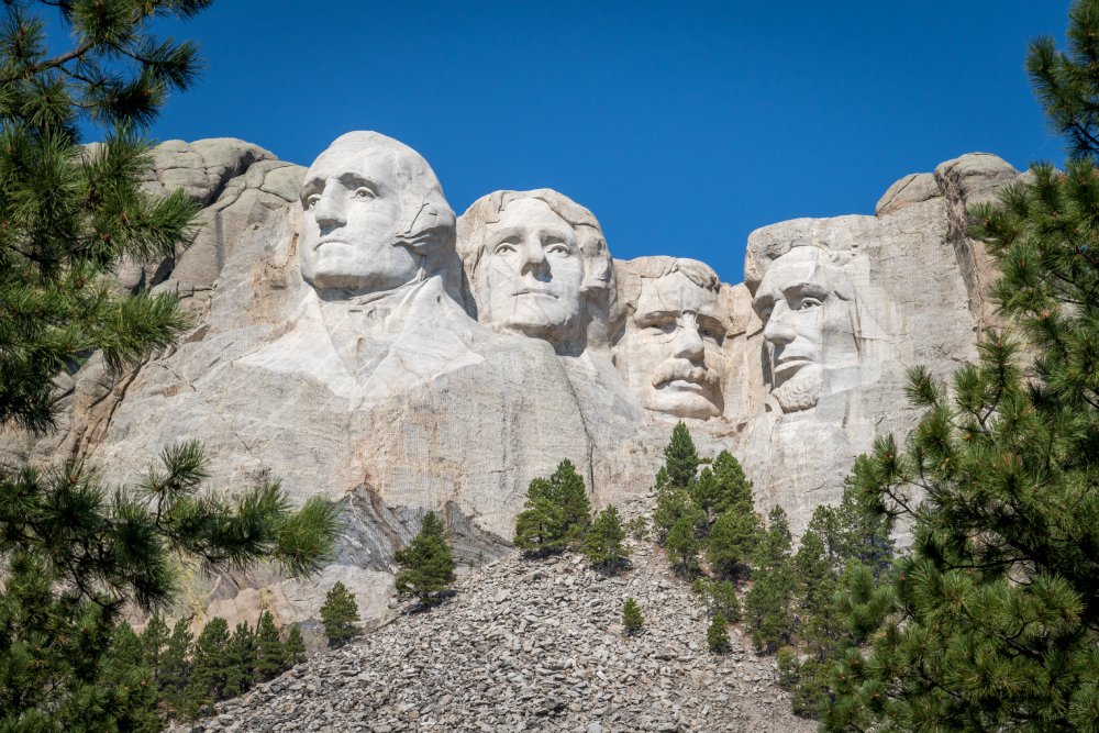 The Carved Busts of US Presidents at Mount Rushmore National Monument