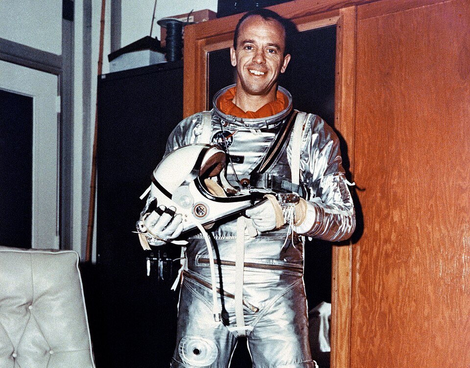 Alan B. Shepard in a spacesuit