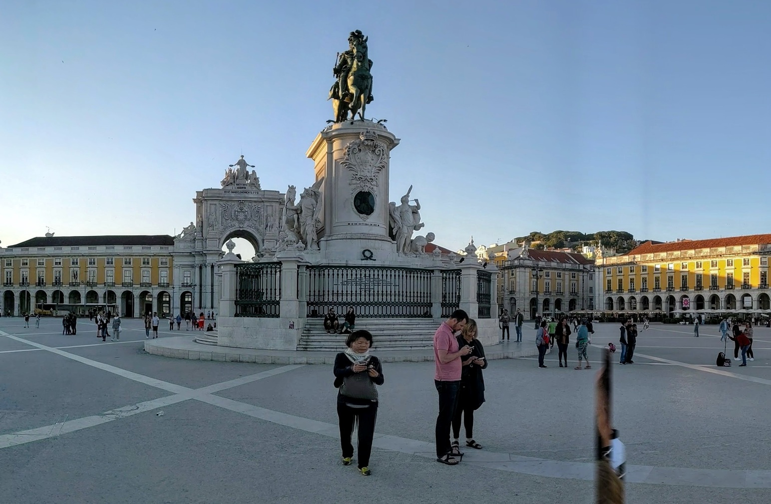 Lisbon Praça do Comércio panoramic view near sunset